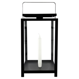 Felinar pentru lumanare candelabru ERNST, h42 cm, metal/sticla, negru
