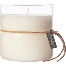 Lumanare parfumata ERNST In simplitate traieste frumusetea 240g, d8 h8.5 cm, ceara de soia, alb natur