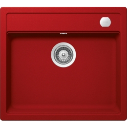 Chiuveta bucatarie Schock Mono N-100 Cristadur Rouge 570 x 510 mm cu sifon automat, granit, montare pe blat, rosu